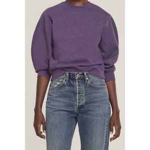 Agolde Thora Purple Balloon Sleeve 3/4 Sleeve Sweater